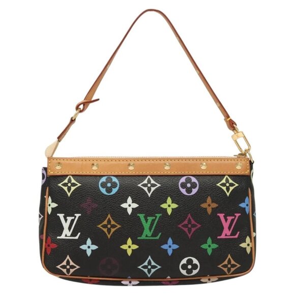 LOUIS VUITTON Monogram Multicolor Pochette Accessoires Black M92648 Auth 127223V - Picture 1 of 16